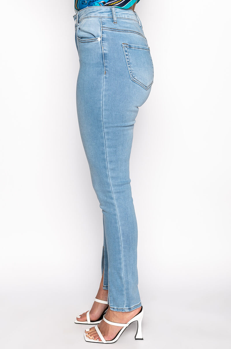 NIGHTFALL MID RISE SKINNY JEANS WITH FRONT SLIT