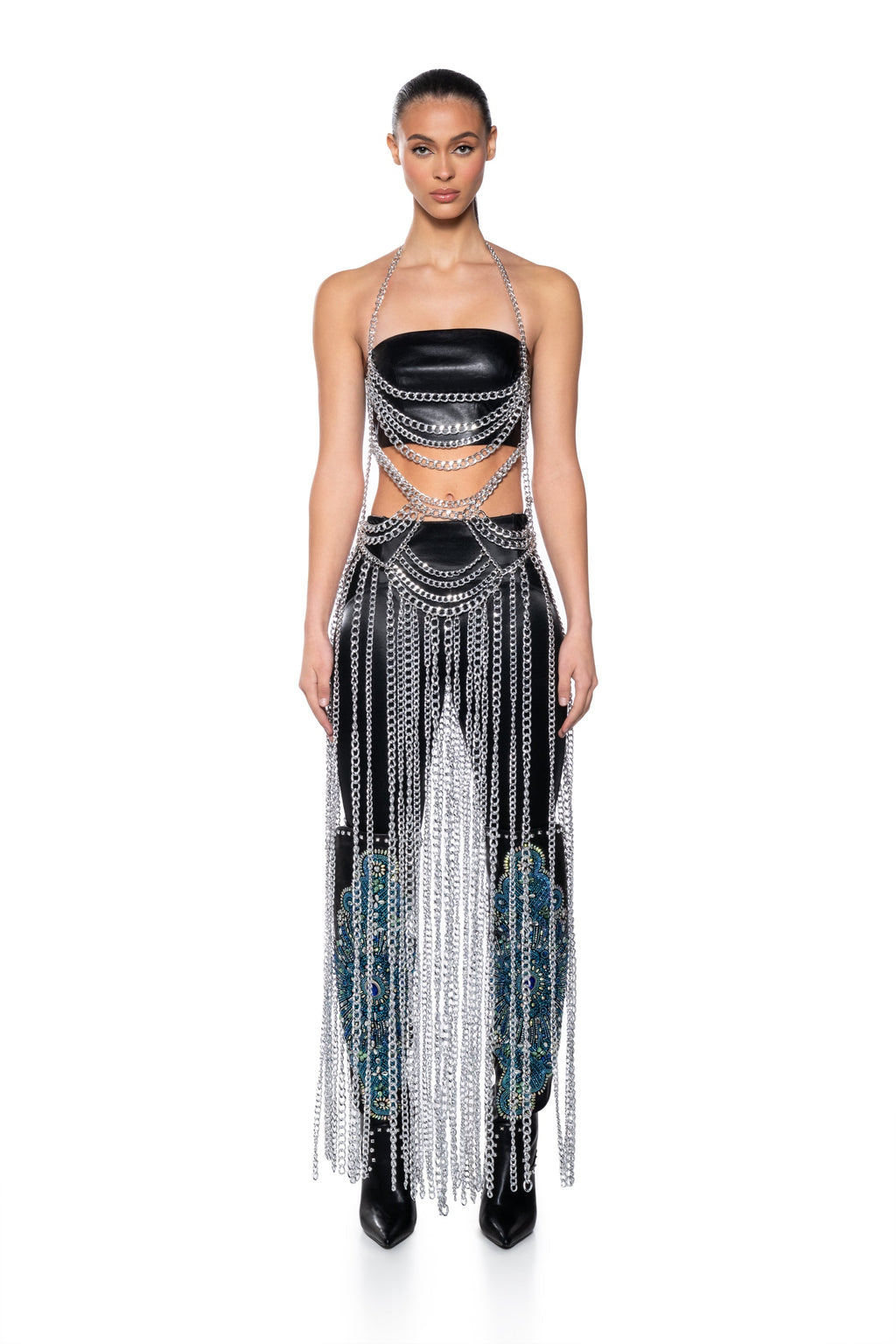 GOODBYE ANGEL CHAIN OVERLAY MAXI DRESS