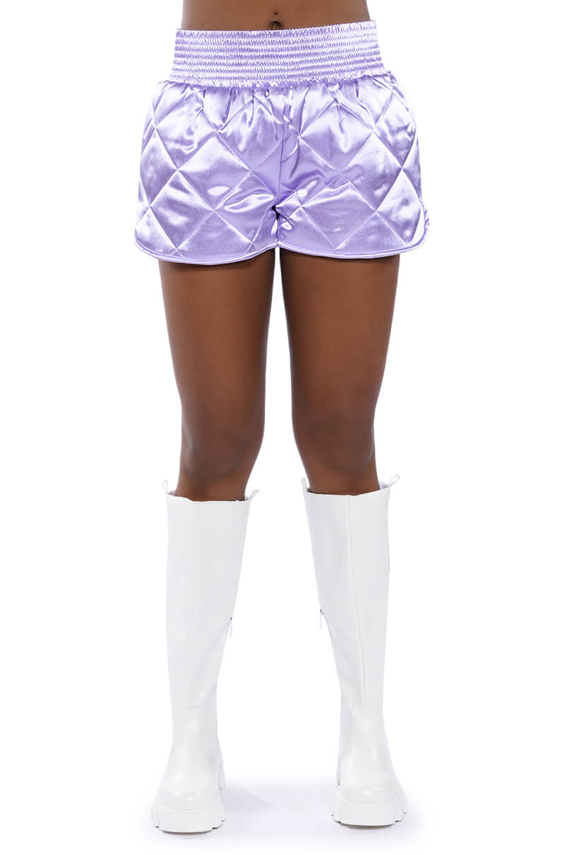 NO CAP QUILTED SATIN DOLPHIN SHORTS
