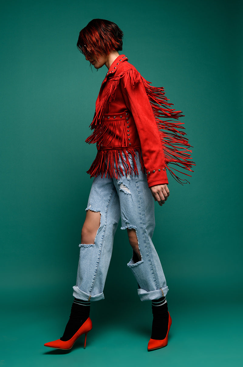 NO PROMISES LOW RISE DISTRESSED JEANS