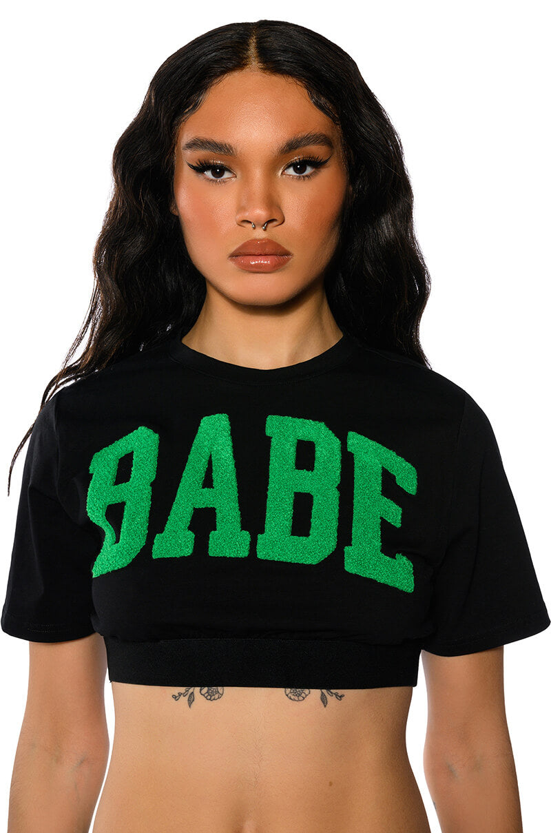 NOT YOUR BABE CROPPED SHORT SLEEVE CREW NECK TSHIRT