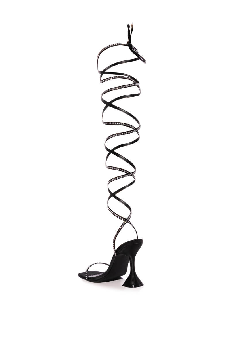 AZALEA WANG SOPHIE LACE UP SANDAL IN BLACK