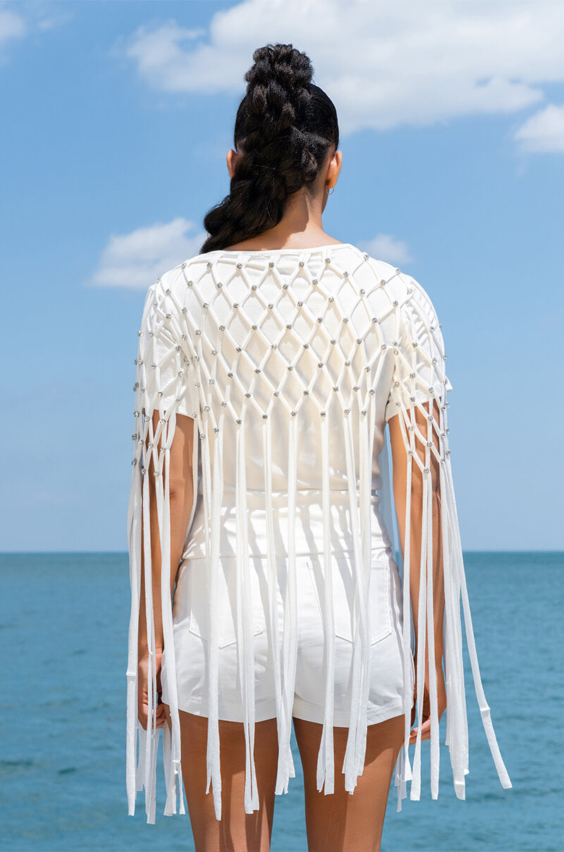 OFF THE TABLE FRINGE DETAIL T SHIRT