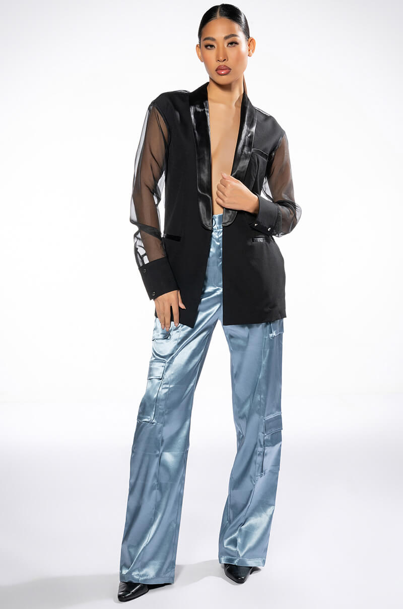 OLIVIER SHEER MIX MEDIA BLAZER