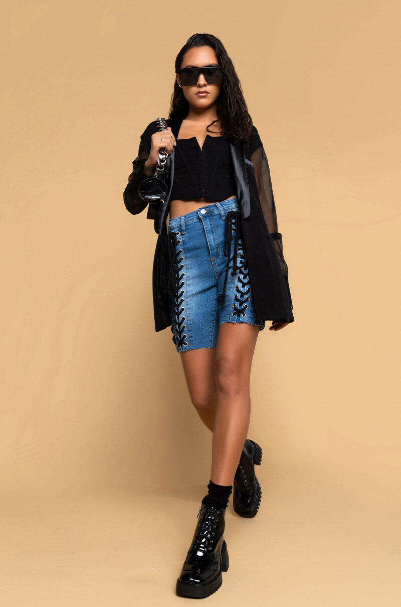 OLIVIER SHEER MIX MEDIA BLAZER