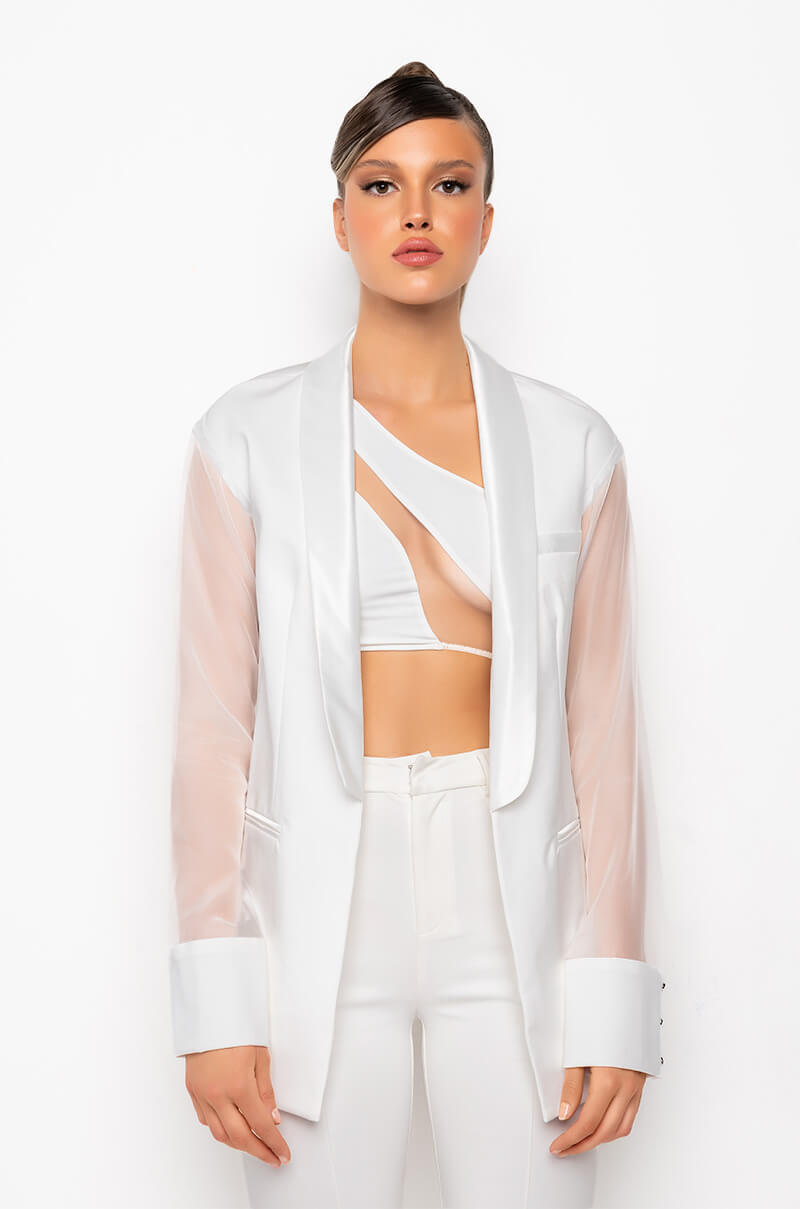 OLIVIER SHEER MIX MEDIA BLAZER