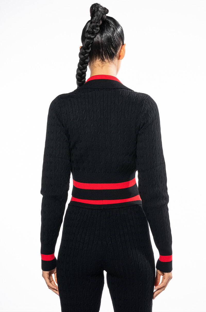 ONE LOVE STRIPE SWEATER CROP TOP