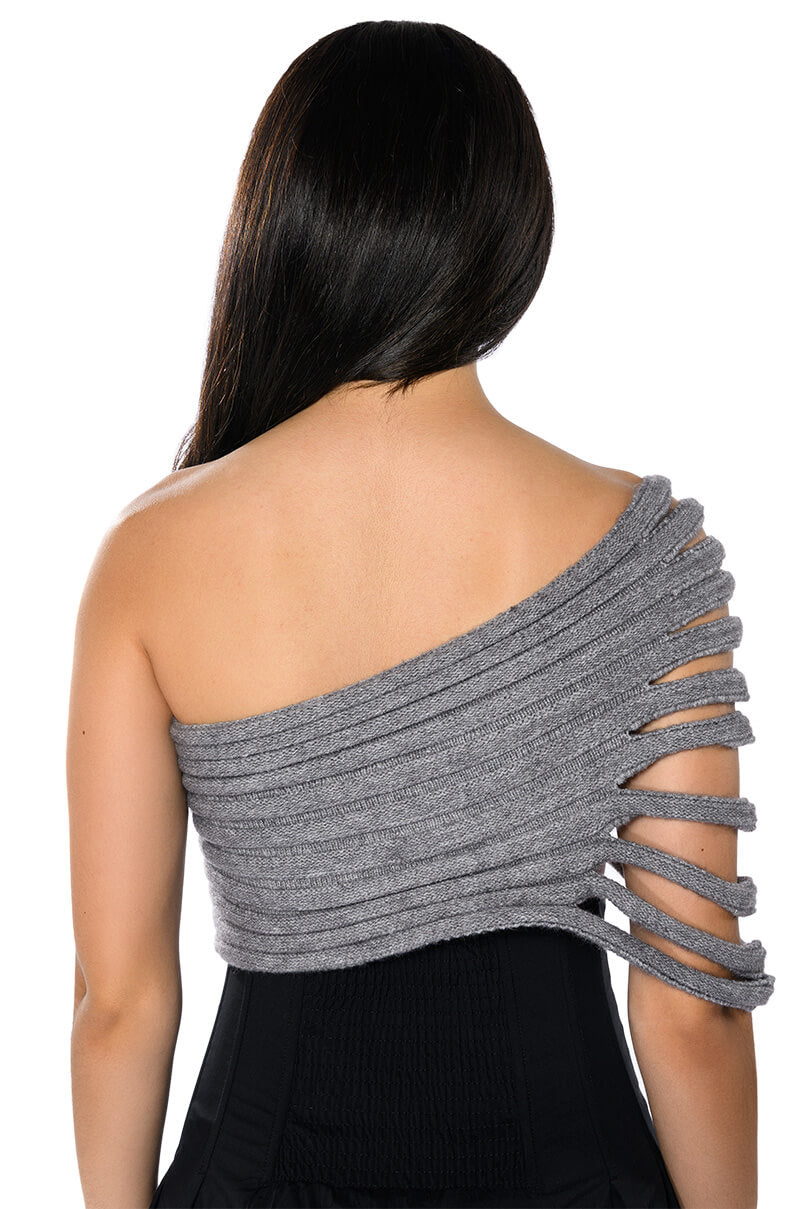 ONE SHOULDER RIB KNIT LAYERING TUBE TOP