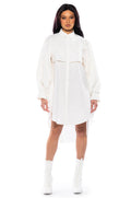 ONE STEP CLOSER OVERSIZED POPLIN BUTTON DOWN DRESS