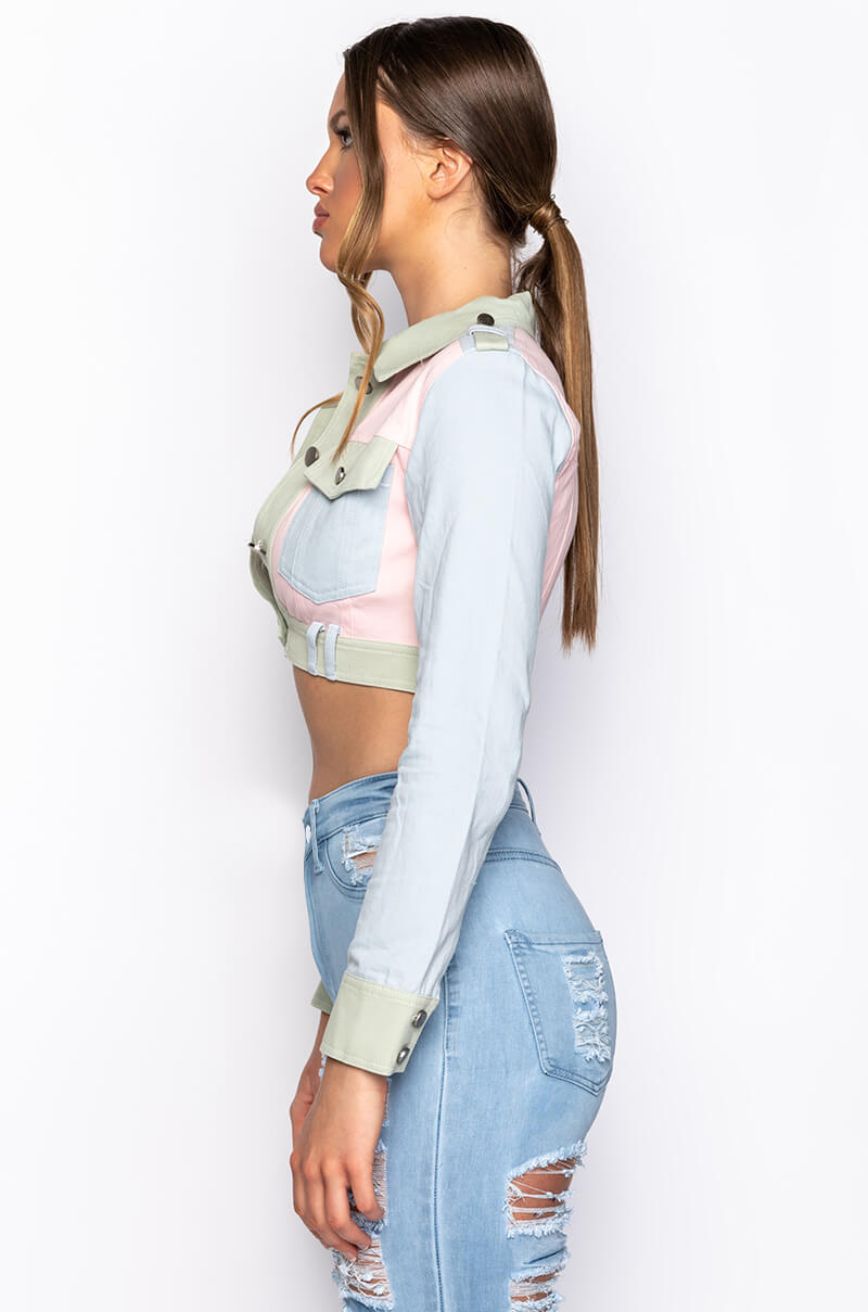 ONE TWO STEP MULTI COLOR DENIM JACKET