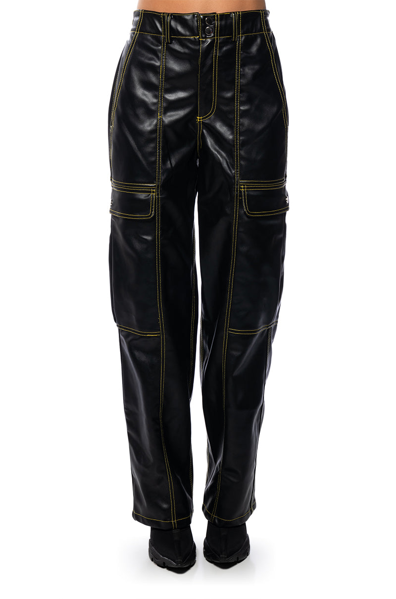 CASSIE CARGO FAUX LEATHER PANT