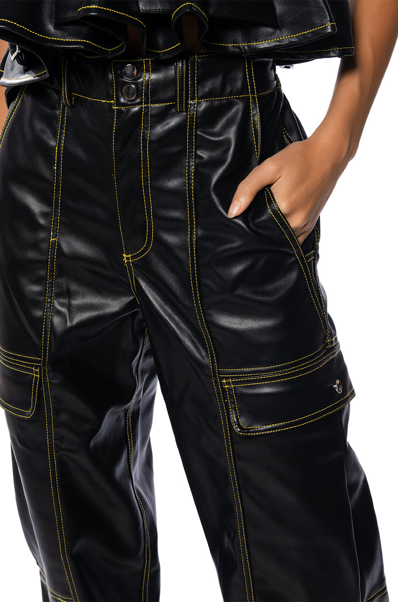 CASSIE CARGO FAUX LEATHER PANT