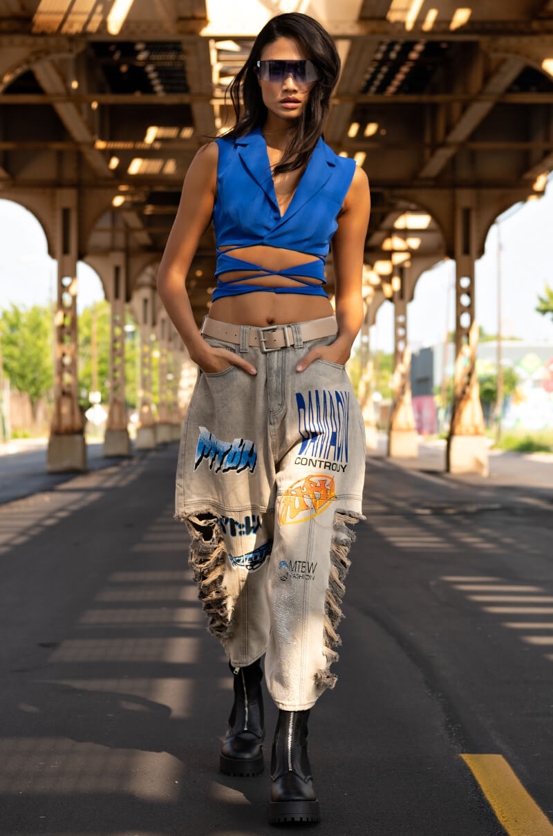 OPEN CONCEPT TIE FRONT VEST
