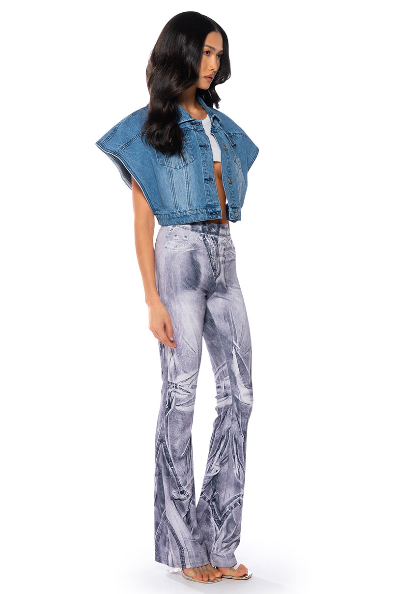 OUI MERCI CROPPED DENIM PONCHO