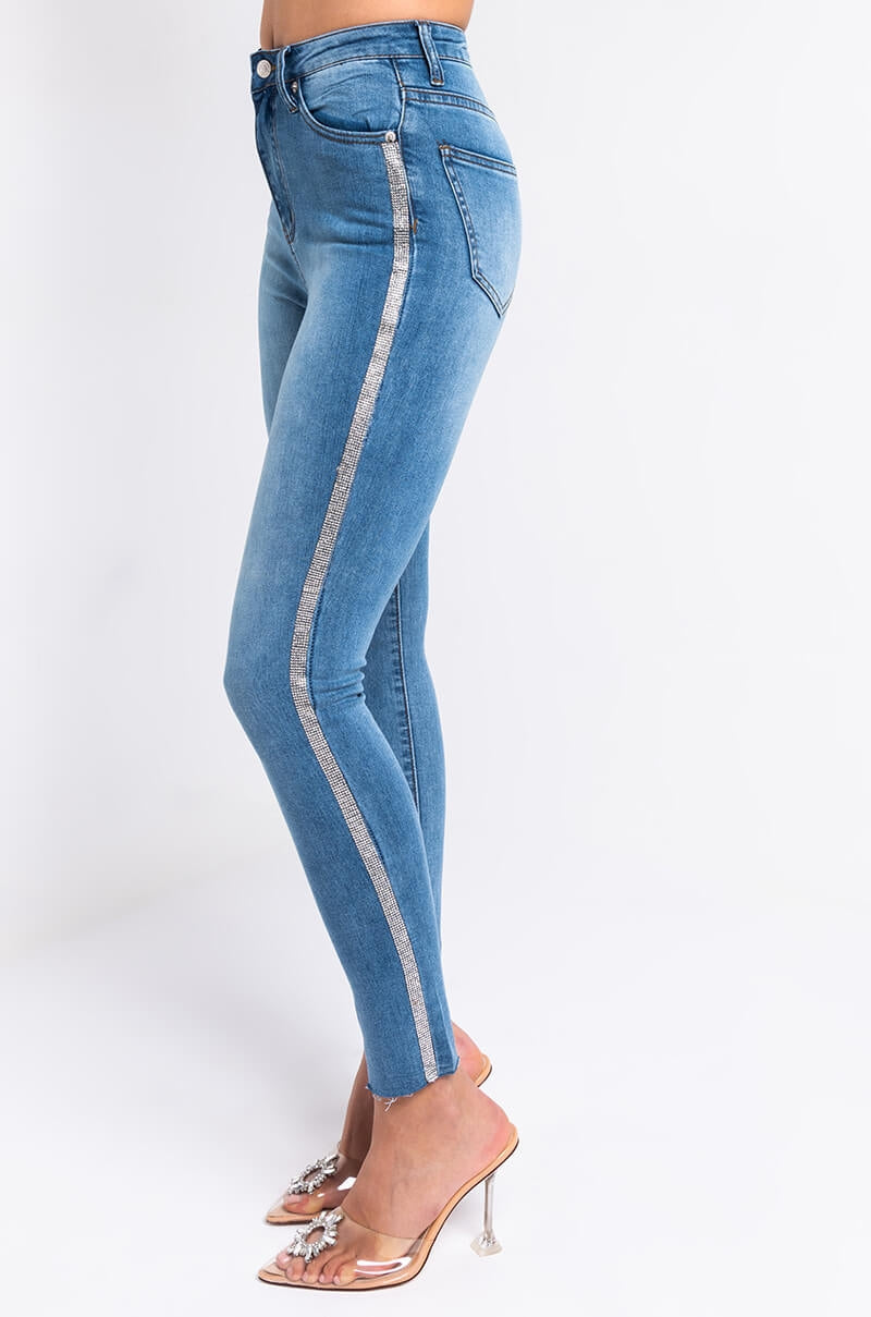 SEXY RHINESTONE DENIM HIGH RISE DENIM
