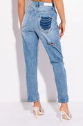 PARADISE MOM JEANS WITH RHINESTONE BACK POCKET