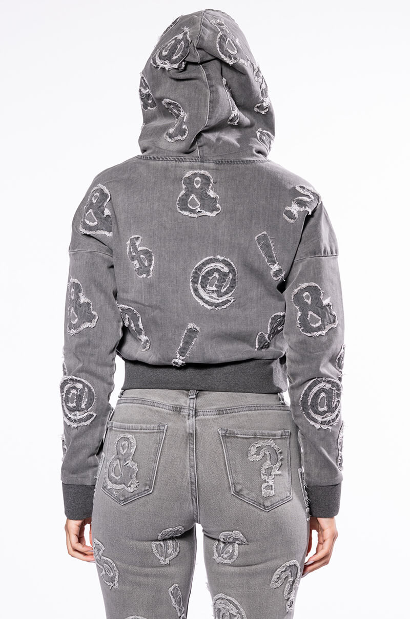 PATCH DETAIL SOFT DENIM HOODIE