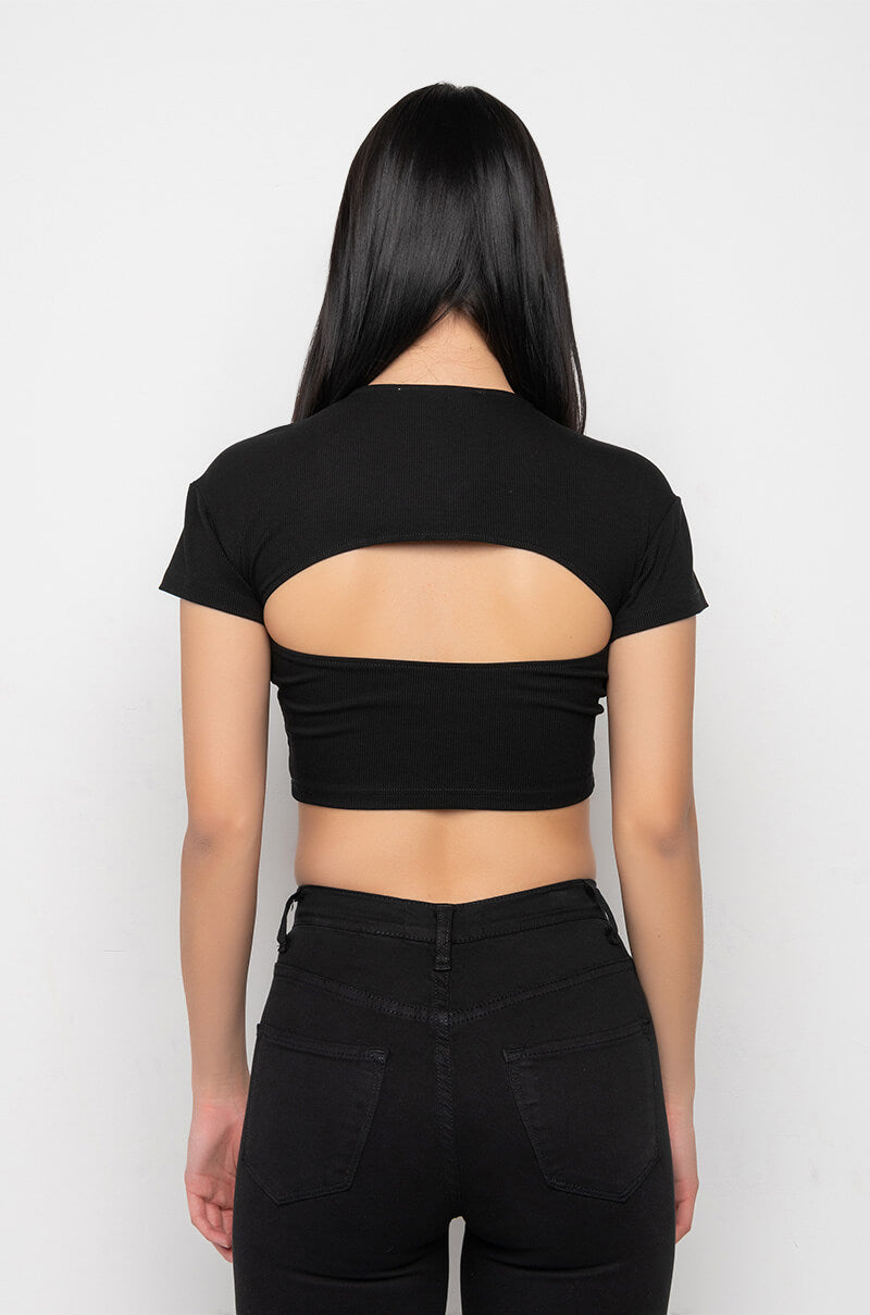EUROPA RIBBED CUTOUT CROP TOP