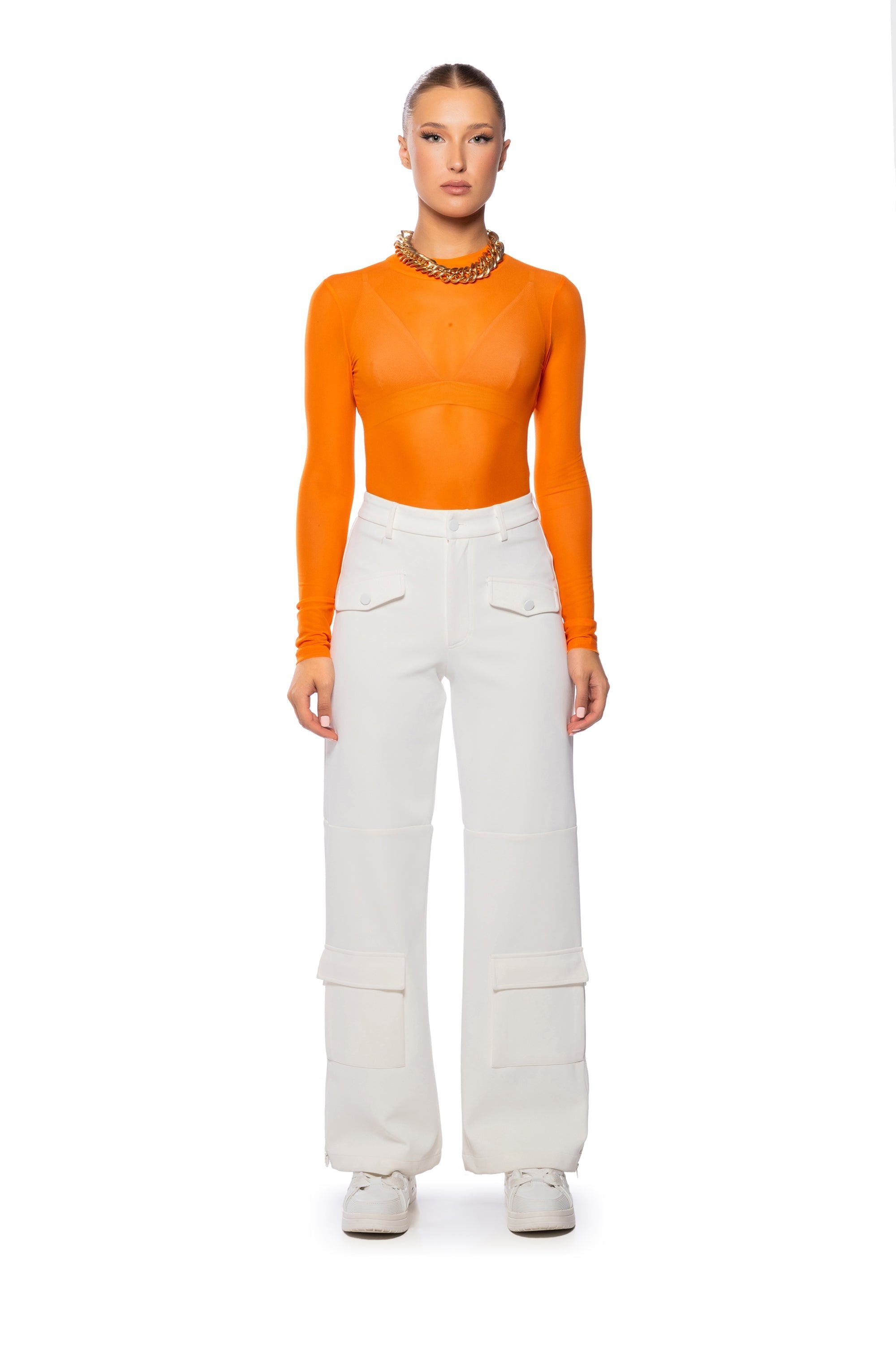 PAXTON SEXY SINGLE MESH LONG SLEEVE BODYSUIT
