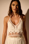 PEACE AND LOVE HALTER NECK BEADED CROCHET TOP