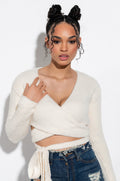 PEACHY CROPPED WRAP TOP