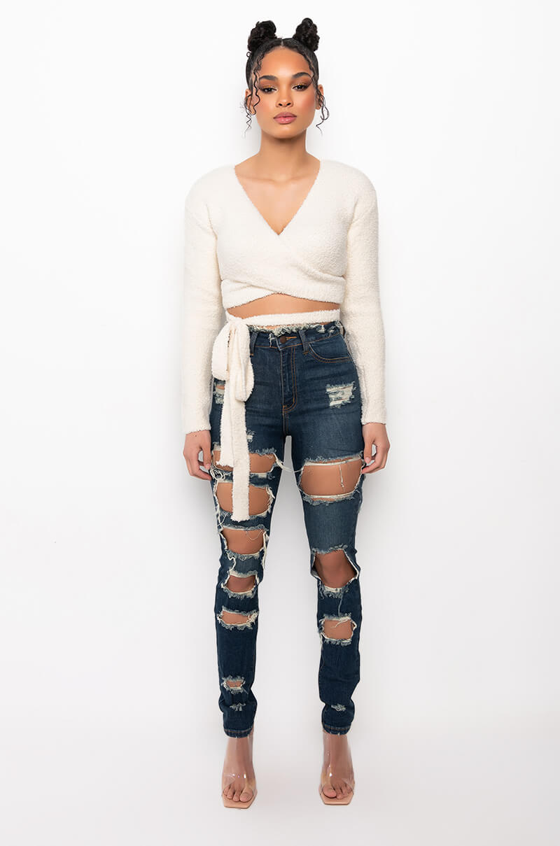 PEACHY CROPPED WRAP TOP