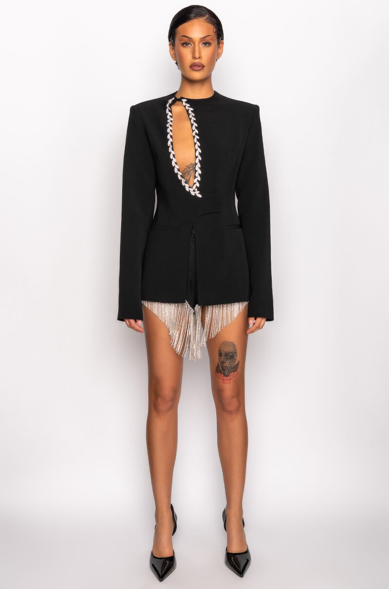 PEEK A BOO RHINESTONE ACCENT BLAZER