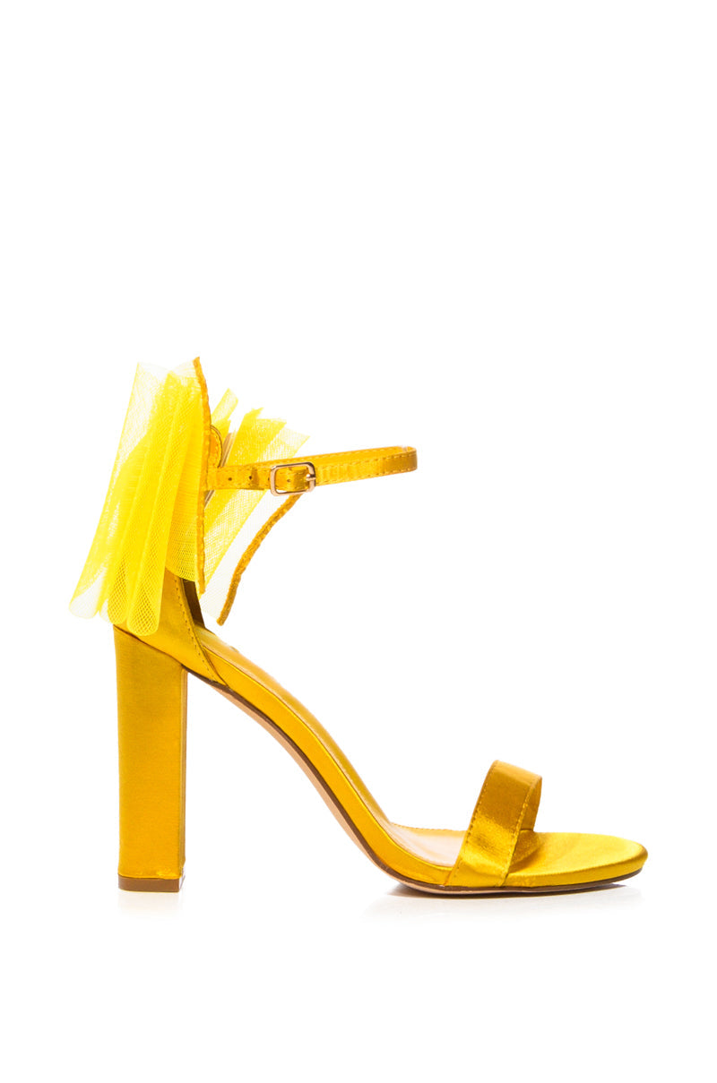 LUIS SATIN BOW SANDAL IN YELLOW