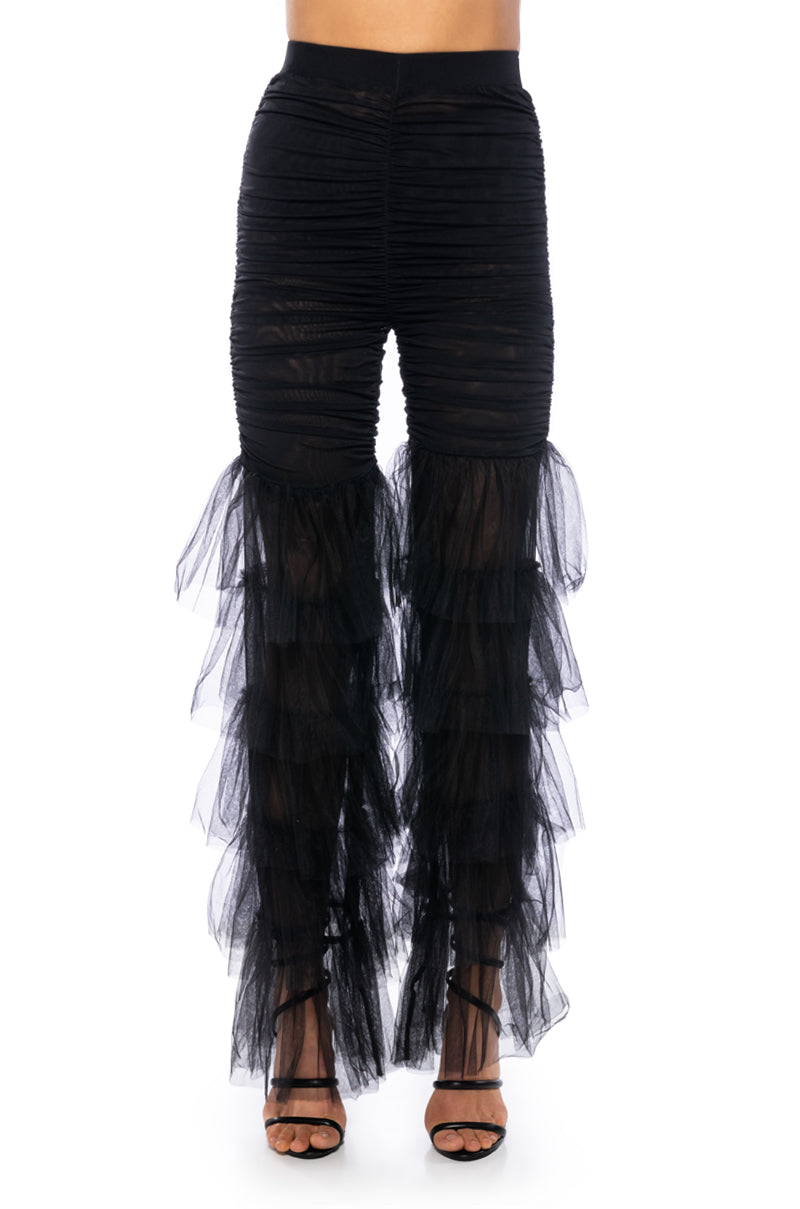 SAMMIE CINCHED MESH FLARE LEG PANT