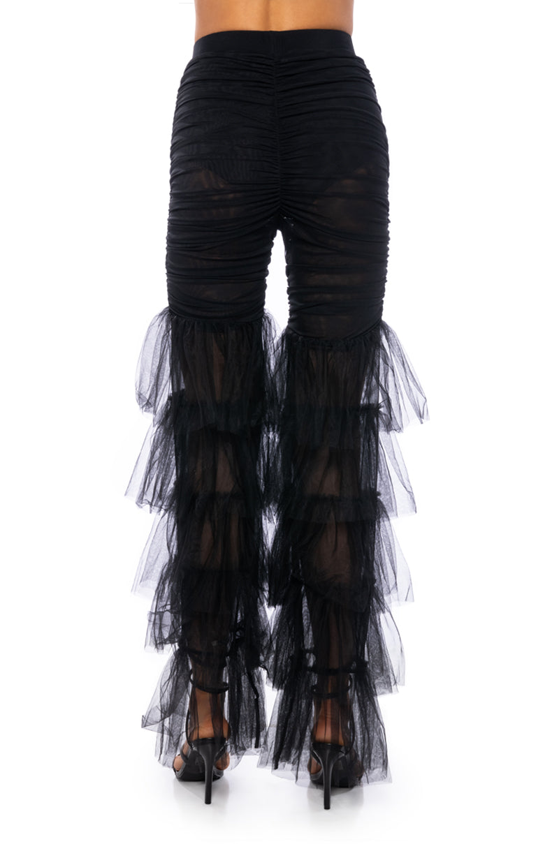 SAMMIE CINCHED MESH FLARE LEG PANT