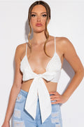 PICNIC IN THE PARK WOVEN TIE FRONT POPLIN BRALETTE