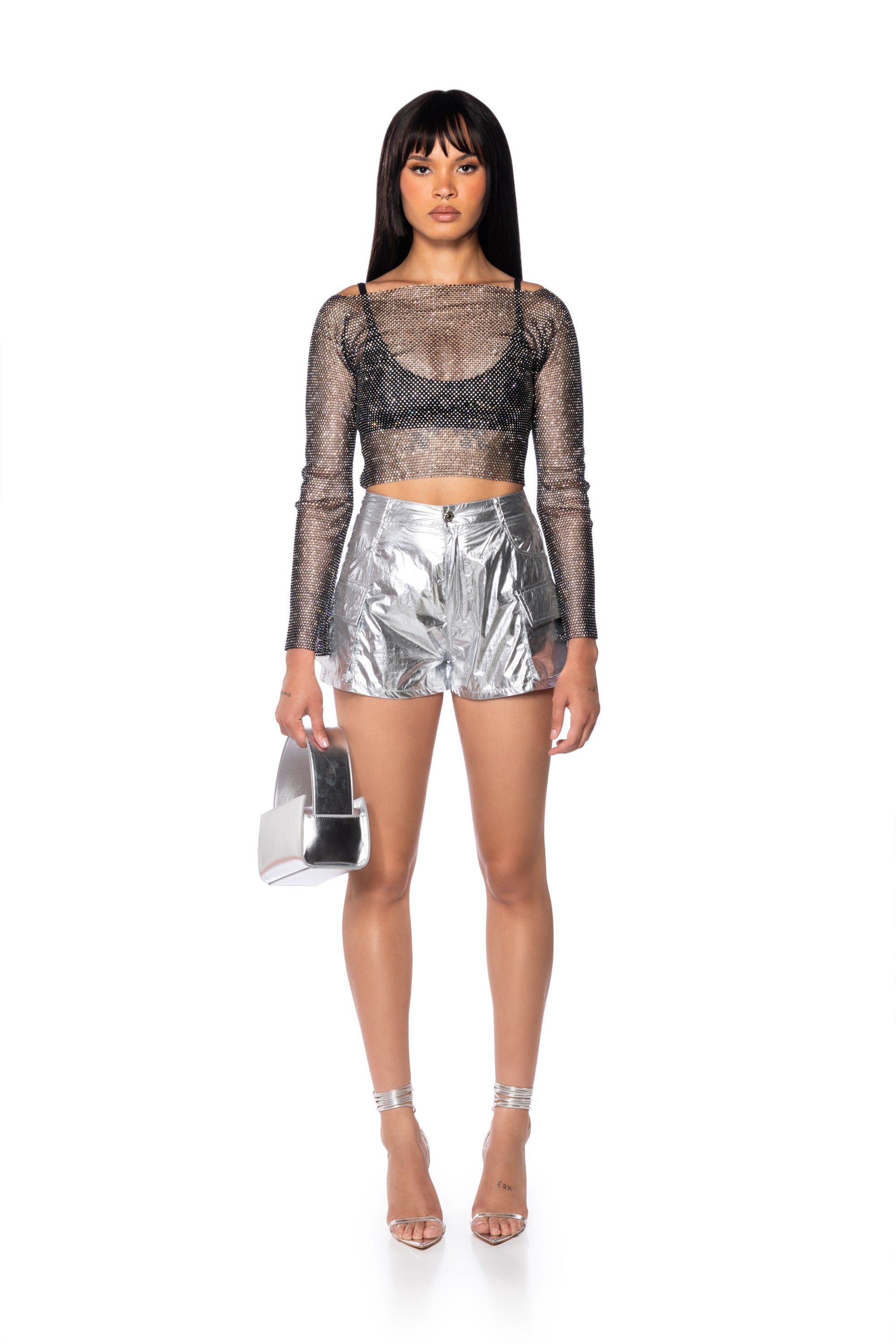 PIPER RHINESTONE TOP IN BLACK