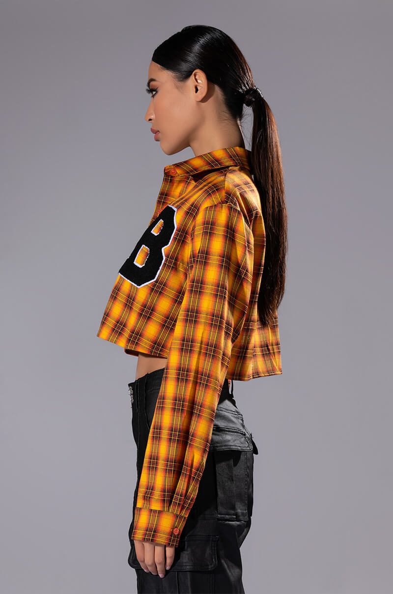 PLAID B LONG SLEEVE BLOUSE