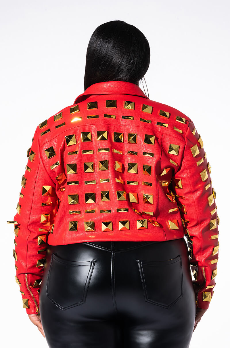 BACKSTAGE MOTO JACKET OVERSIZED SQUARE STUDS