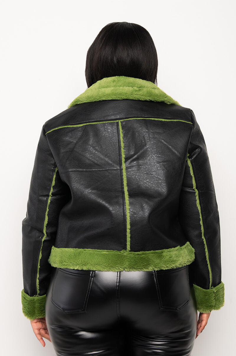 PLUS AZALEA WANG GRINCH BONDED PU JACKET