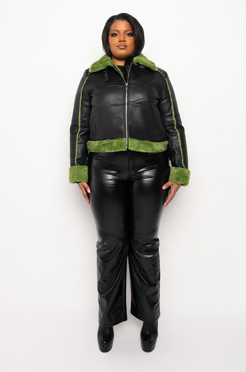 PLUS AZALEA WANG GRINCH BONDED PU JACKET