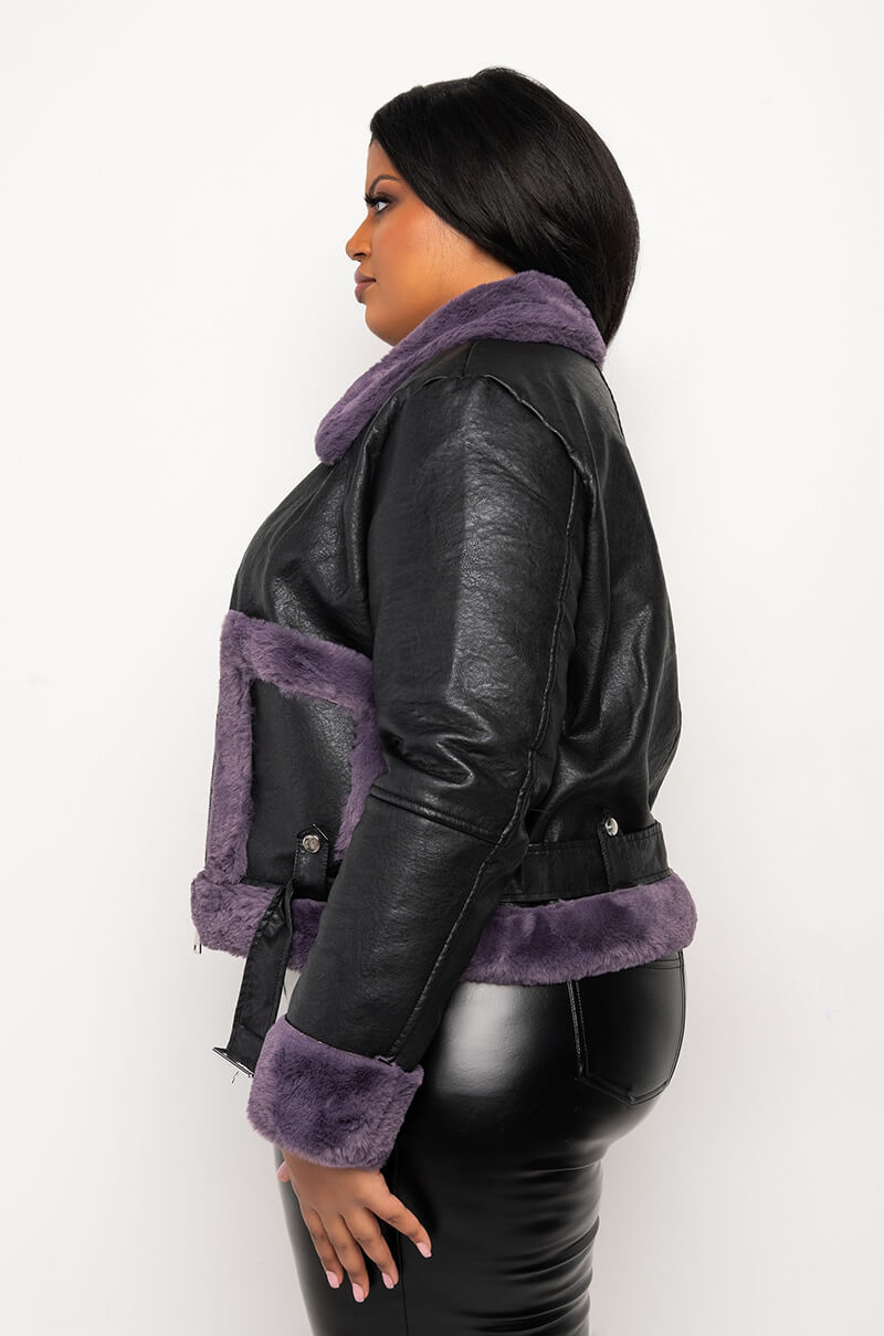 PLUS AZALEA WANG PALOMA BONDED FUR PU JACKET