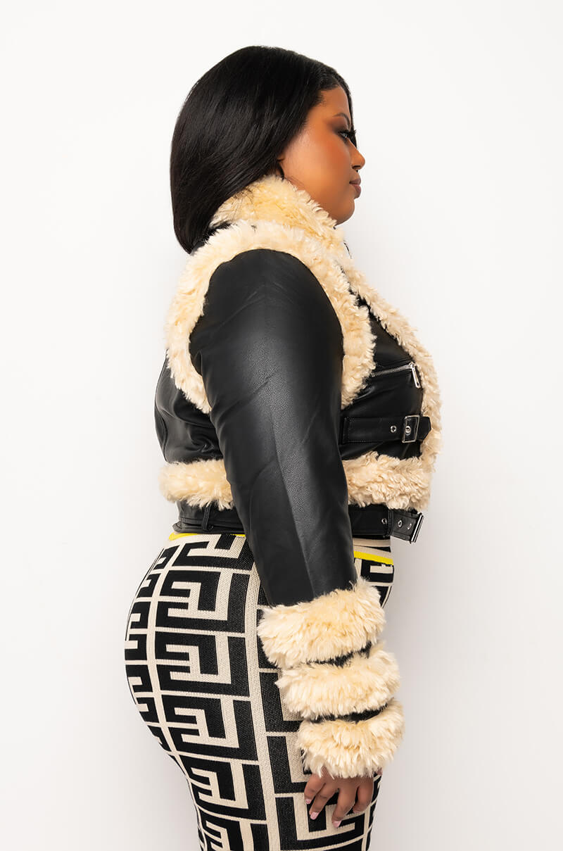 PLUS AZALEA WANG YURI SHERPA MOTO JACKET