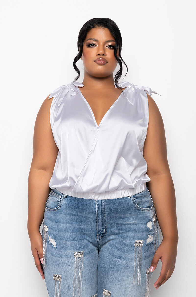 PLUS LELANI BOW DETAIL SLEEVELESS BLOUSE