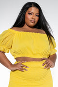 PLUS DELILAH OFF THE SHOULDER CROP TOP