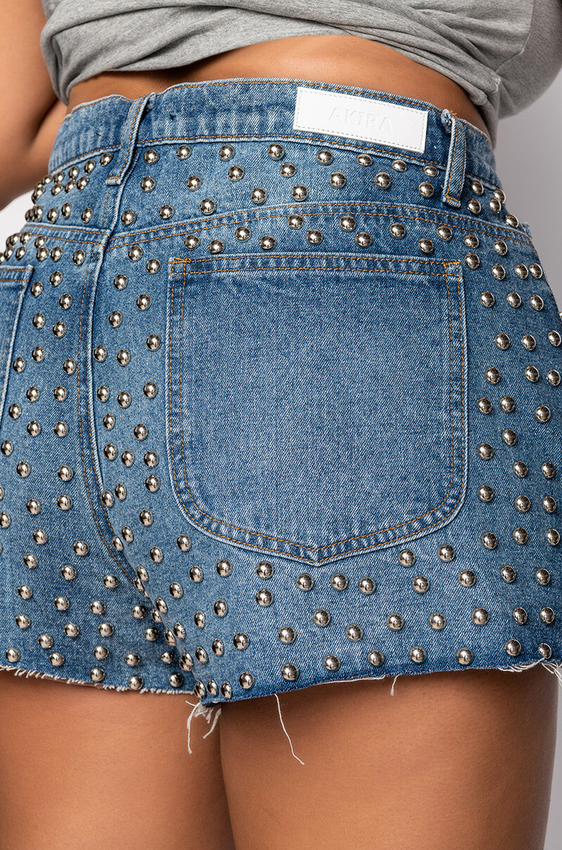 PLUS DROPLET STUD DENIM SHORTS