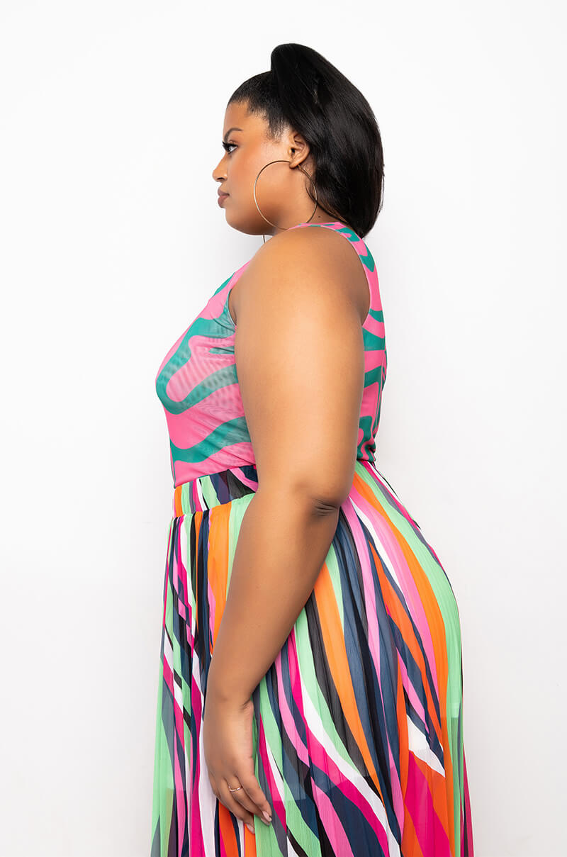 PLUS NOT THAT DEEP ONE SHOULDER MESH BODYSUIT