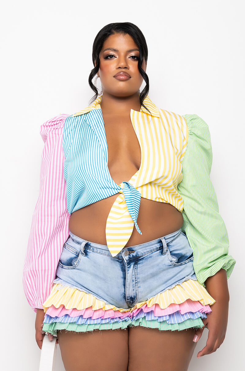 PLUS ON YOUR RADAR PUFF SLEEVE COLORBLOCK BODYSUIT