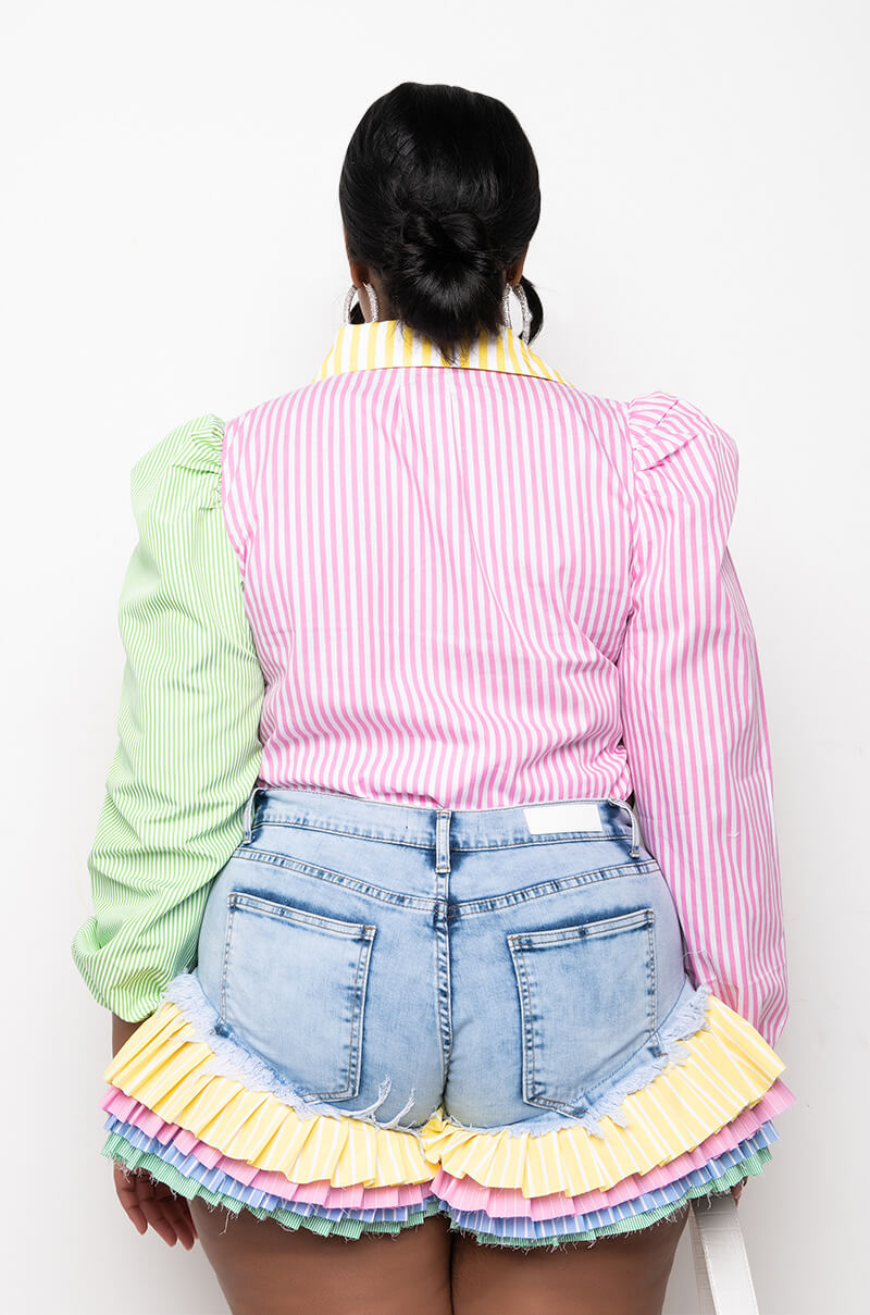 PLUS ON YOUR RADAR PUFF SLEEVE COLORBLOCK BODYSUIT
