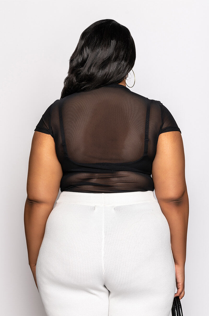 PLUS SO FIERCE SHORT SLEEVE MOCK NECK BODYSUIT