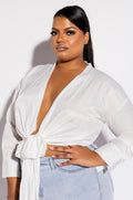 PLUS THE ULTIMATE RHINENSTONE TIE FRONT BLOUSE