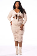 PLUS WHAT YOU WANT LONG SLEEVE MIDI DRESS