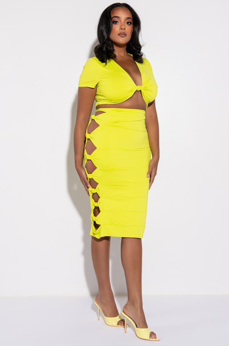 PLUS WORST BEHAVIOR CUTOUT MIDI SKIRT