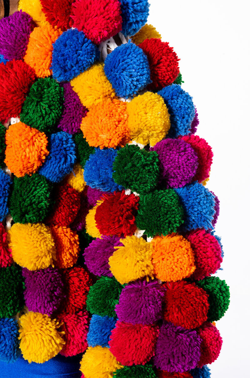 POM POM COLORFUL CARDIGAN