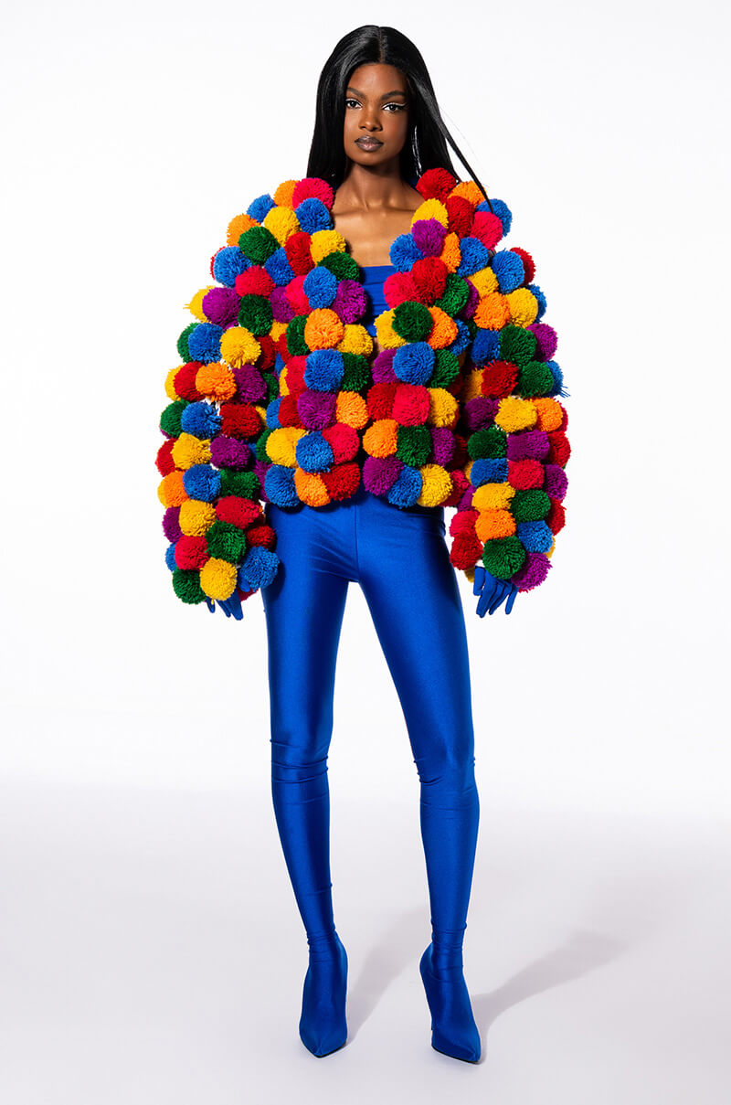 POM POM COLORFUL CARDIGAN